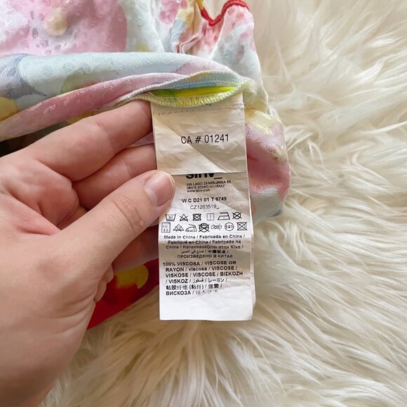 Love Moschino Size M Multicolour Floral Print Short Ruched Sleeve Blouse Top - Picture 6 of 7